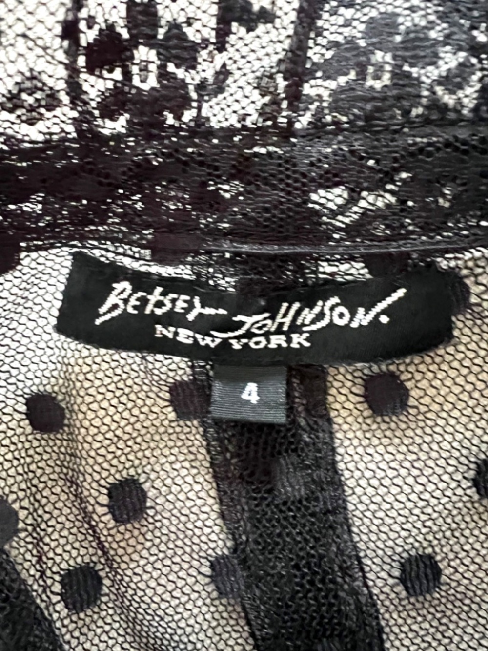 Vintage BETSEY JOHNSON Mesh/Lace Swiss Dot Button Up Blouse - 4* (XS) - Picture 8 of 13